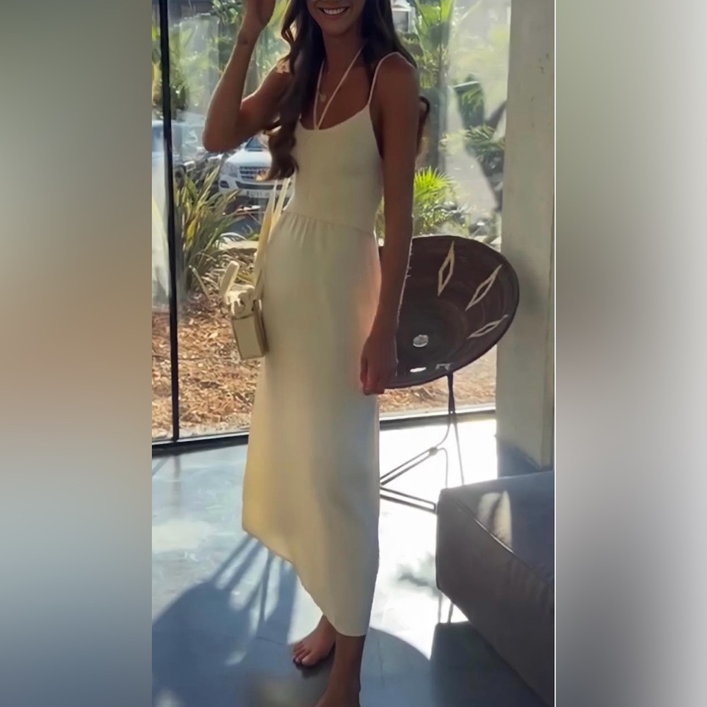 Zara Cream Crochet Bodice Maxi Slip Dress